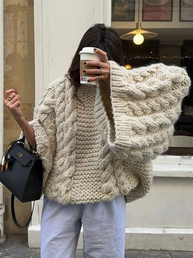 Oversized Cable Knit Sweater for Women