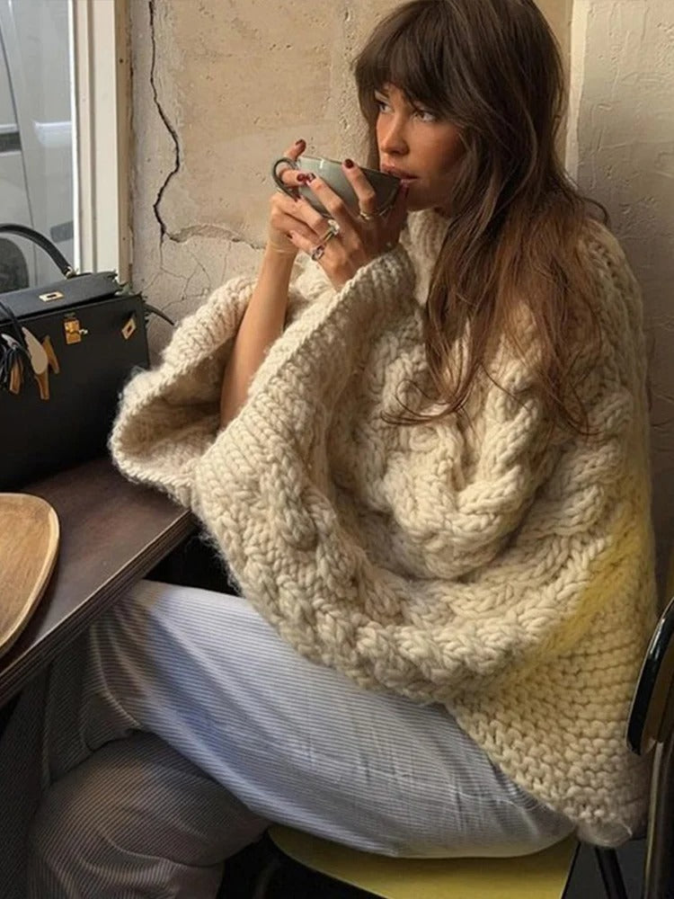 Oversized Cable Knit Sweater for Women